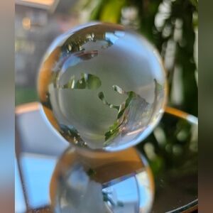 Vintage Crystal Glass Frosted Etched & Clear Earth/Globe/World Paperweight